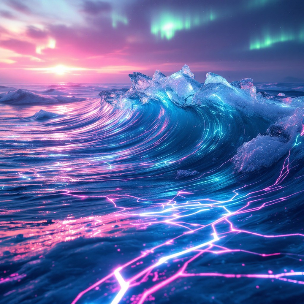 Free Neon Arctic Waves Image - Cyberpunk, Waves, Aurora | Download at ...