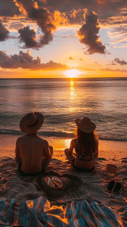 Free Sunset Beach Duo Image - Sunset, Beach, Couple | Download at StockCake