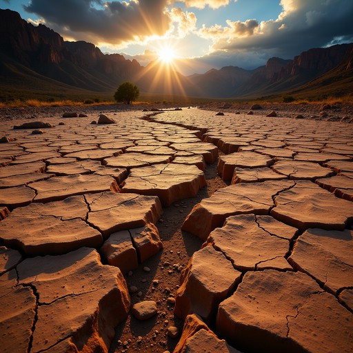 Sun Rays Fractured Free Parched Earth Sunset Image - Drought, Sunset, Cracked | Download ...