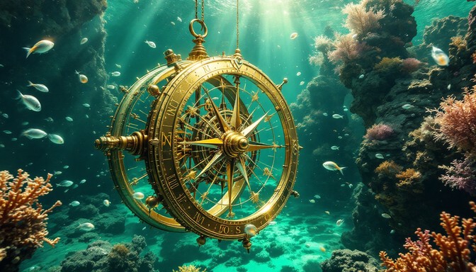 Free Underwater Golden Compass Image - Underwater, Compass, Golden ...