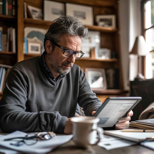 Man Using Reading Software Free Contemplative Executive Reading Image - Man, Reading, Tablet ...