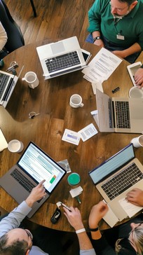 Free Busy work table Image - Table, Work, Laptops | Download at StockCake