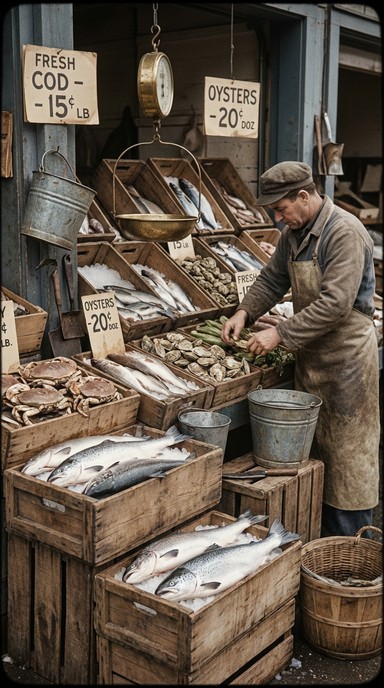 Fishmonger Tools Free Vintage Fish Market Image - Vintage, Seafood, Market | Download at ...