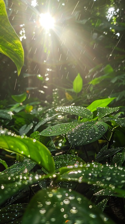 Free Rainy forest view Image - Rain, Forest, Leaves | Download at StockCake