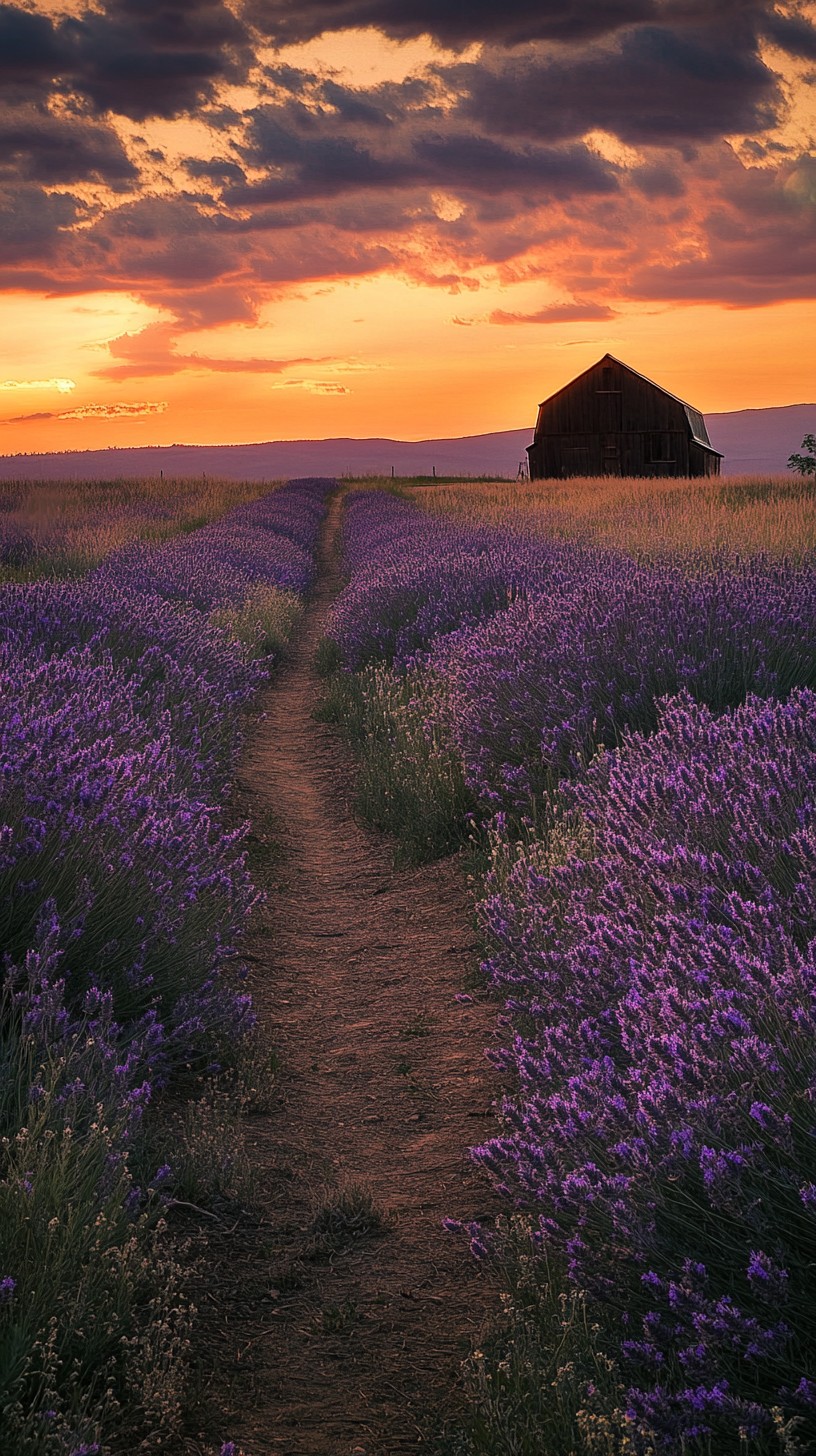 Free Lavender Field Sunset Photo - Sunset, Lavender, Barn | Download at ...