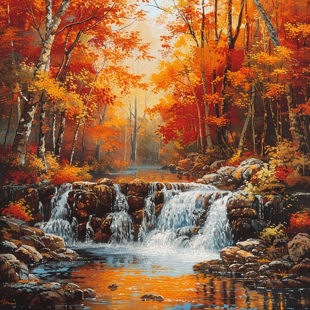 Free Autumn Waterfall Scene Image - Autumn, Waterfall, Forest ...