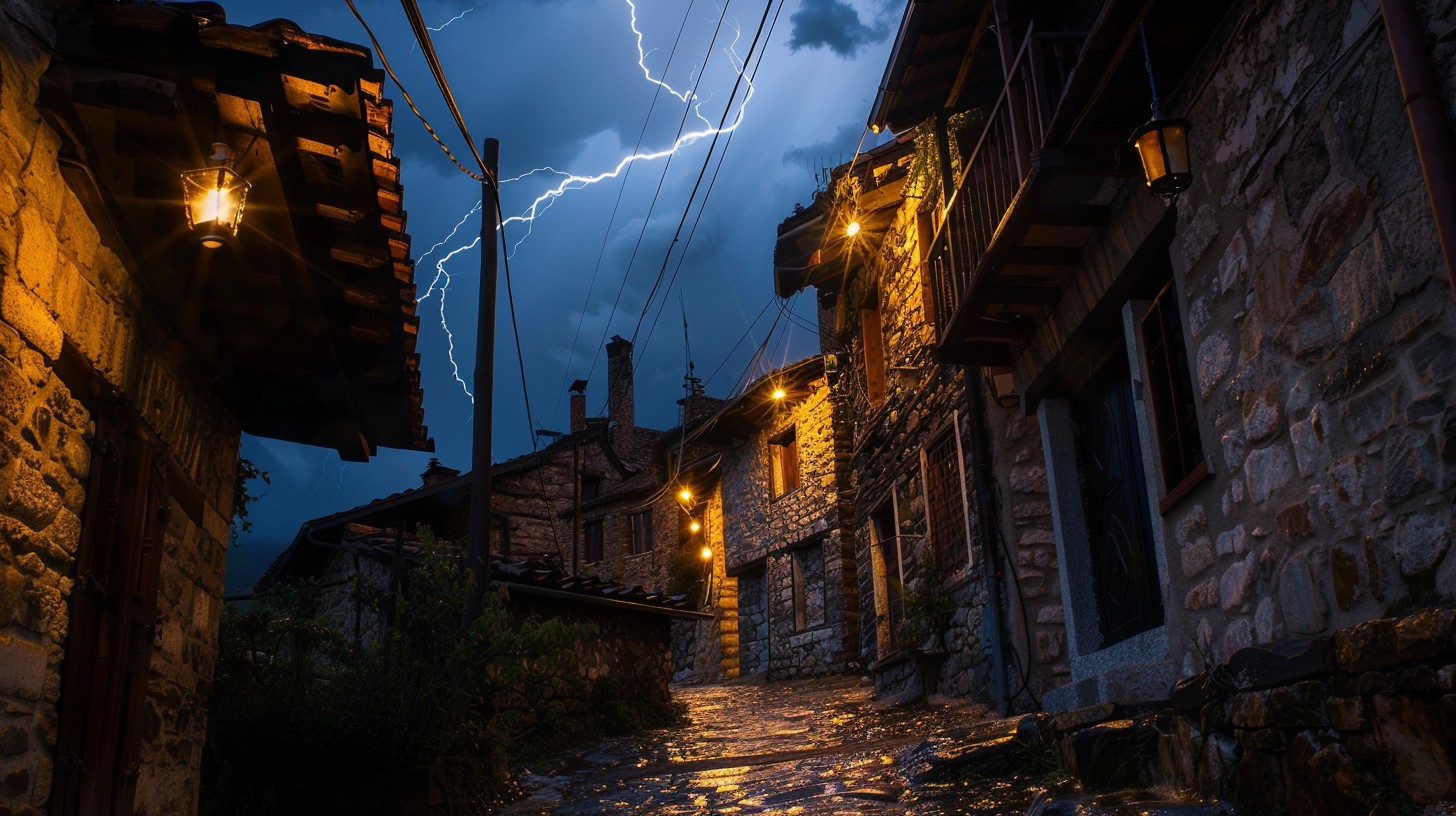 Free Stormy Night Scene Image - Thunderstorm, Cobblestone, Village ...