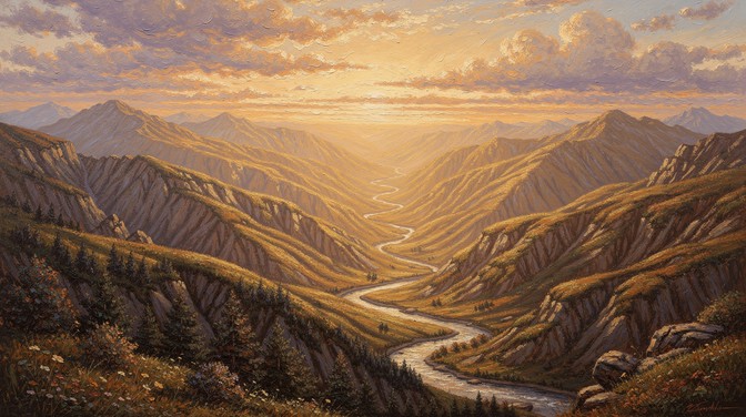 Free Golden Mountain Valley Image - Landscape, Mountains, Valley ...