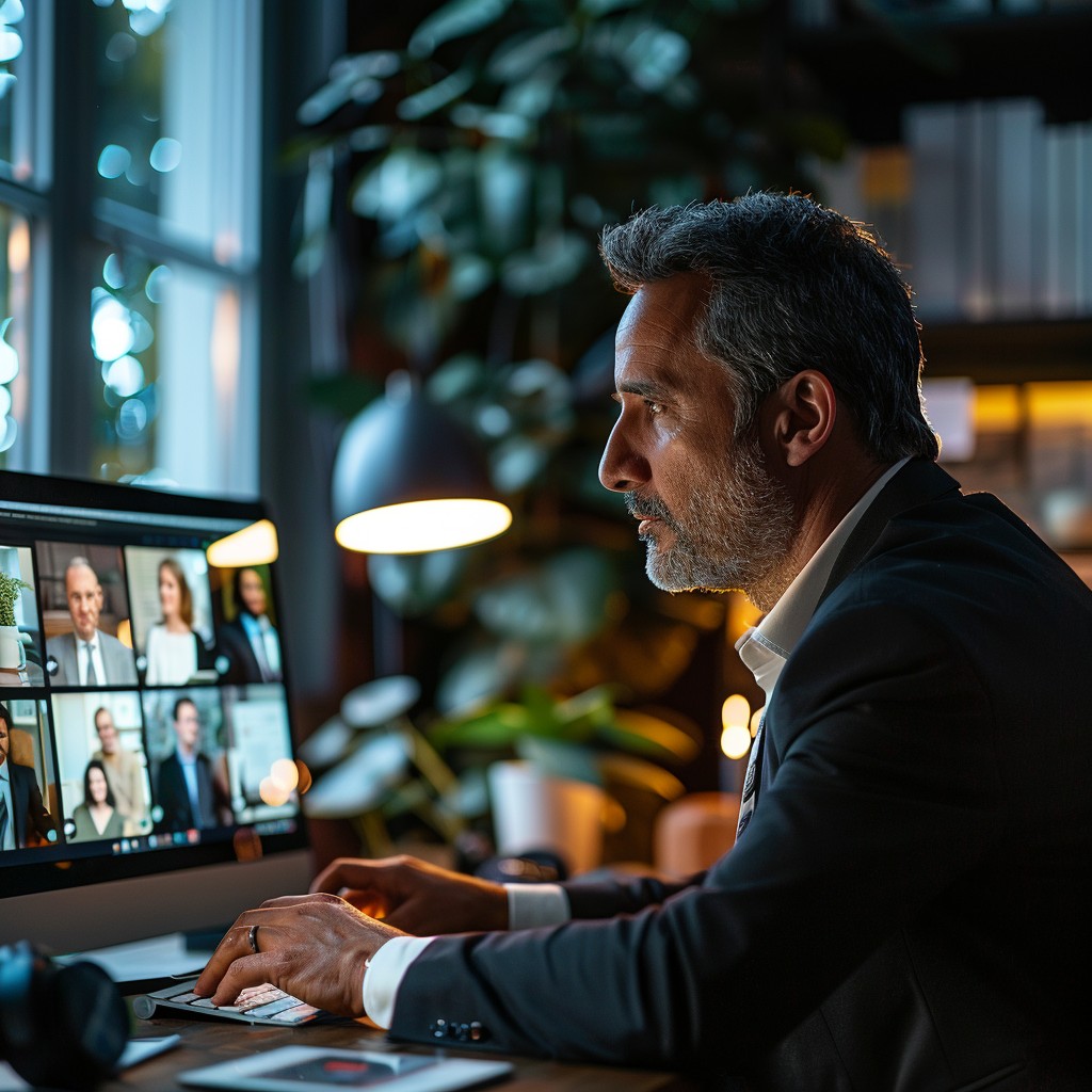 Free Virtual Meeting Focus Image - Businessman, Office, Virtual ...