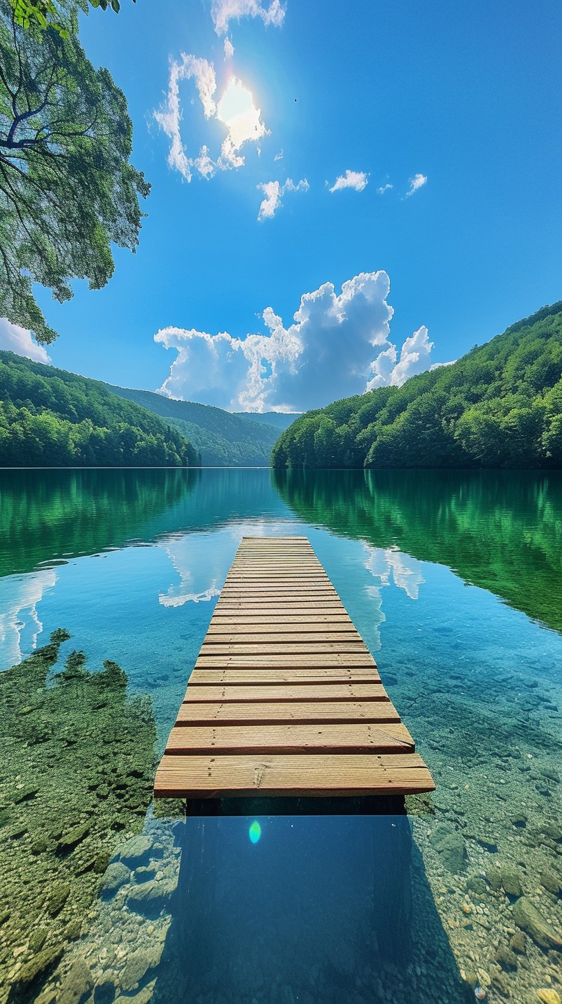 Free Serene Lake View Image - Lake, Pier, Tranquil | Download at StockCake