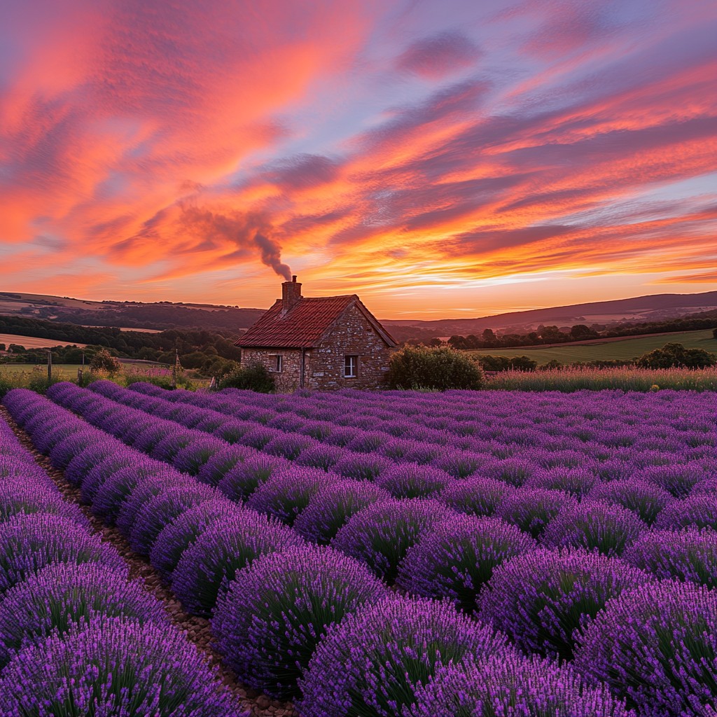 Free Lavender Field Sunset Image - Sunset, Lavender, Cottage | Download ...