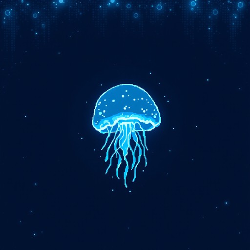 Free Glowing Pixel Jellyfish Image - Jellyfish, Pixel, Bioluminescent ...