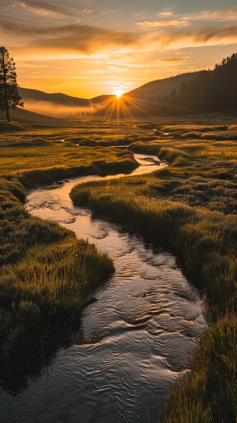 Free Sunset River Glow Image - Sunset, River, Meadow | Download at ...
