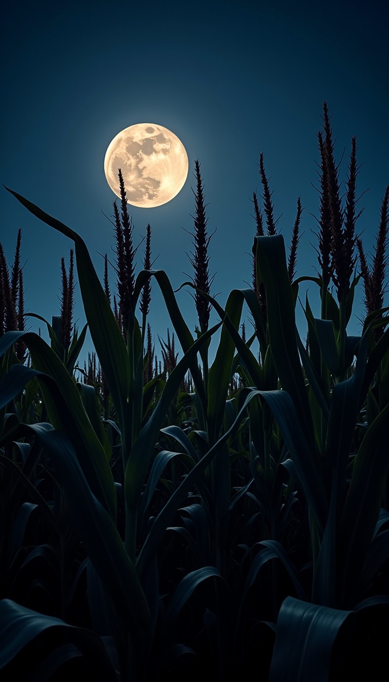 Free Moonlit Corn Silhouettes Image - Moonlight, Cornfield, Silhouette ...