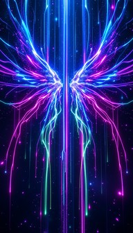 Free Digital Wings Ascending Image - Cyberpunk, Holographic, Neon ...