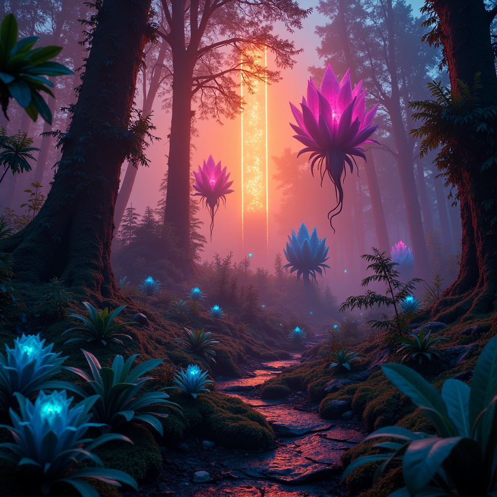 Free Glowing Alien Ecosystem Image - Bioluminescent, Alien, Forest ...