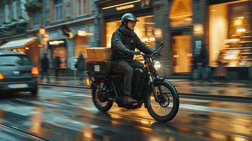 Download Delivery Rider Commutes Image - Delivery, Motorcycle, Urban ...