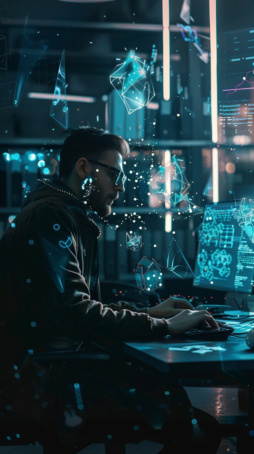 Free Futuristic Tech Worker Image - Technology, Future, Hologram ...
