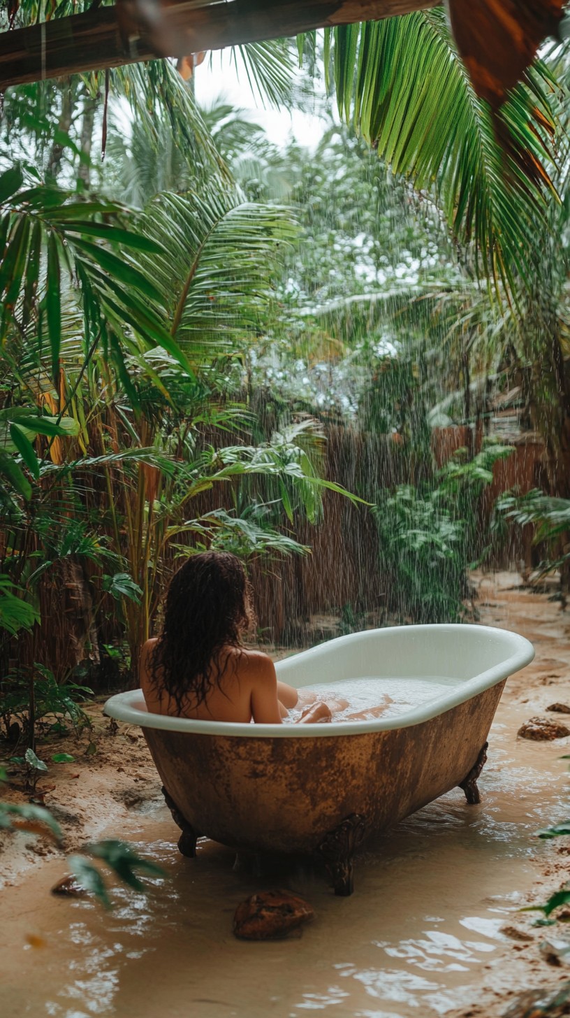 Free Tropical outdoor bath Image - Tropical, Relaxation, Bathtub ...