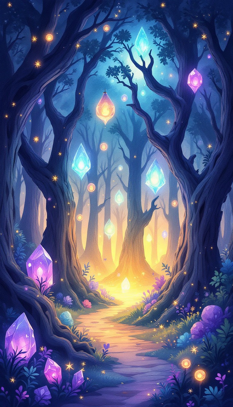 Free Enchanted Crystal Path Image - Magical, Forest, Crystals ...