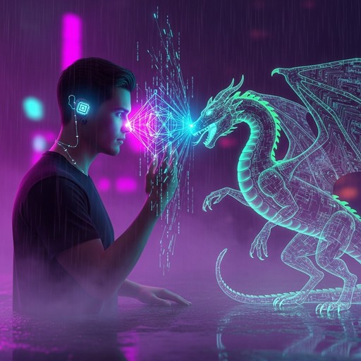Free Digital Dragon Connection Image - Cyberpunk, Dragon, Holographic ...