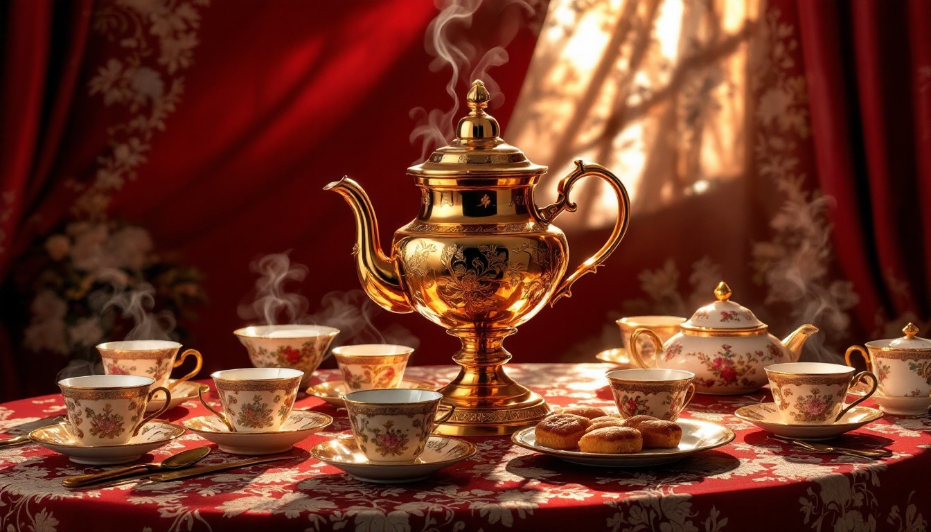 Free Golden Tea Ceremony Photo - Samovar, Golden, Teacups | Download at ...