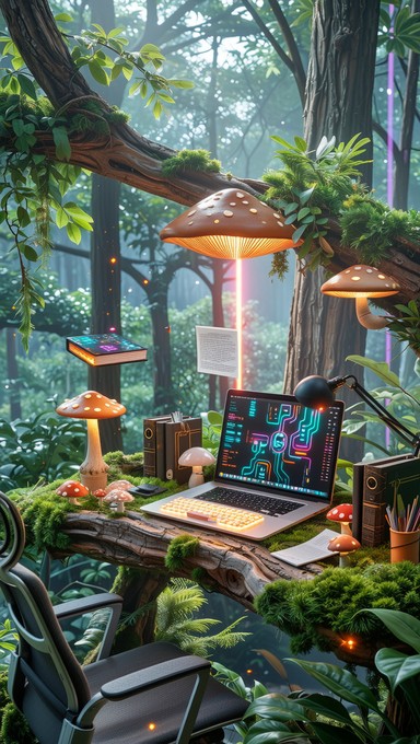 Forest Computer Tech Room Free Enchanted Forest Workspace Image - Fantasy, Magical, Workspace ...