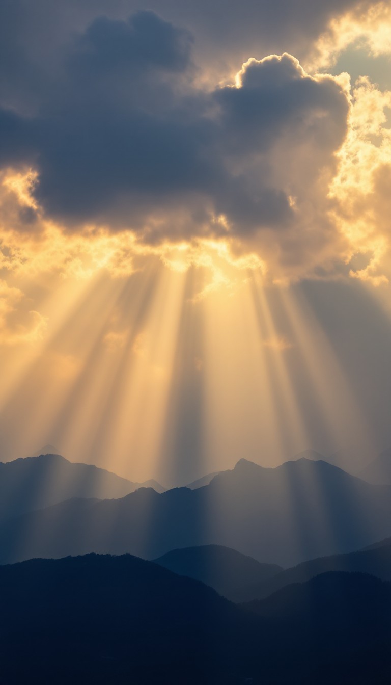 Free Divine Light Breaks Image - Sunbeams, Mountains, Clouds | Download ...