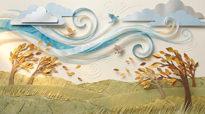 Wind Paper Design Free Windswept Paper Art Image - Papercraft, Collage, Illustration ...