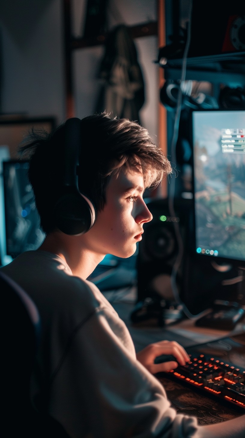 Intense Gaming On Computer Download Intense Gaming Session Image - Gaming, Headphones, Computer ...