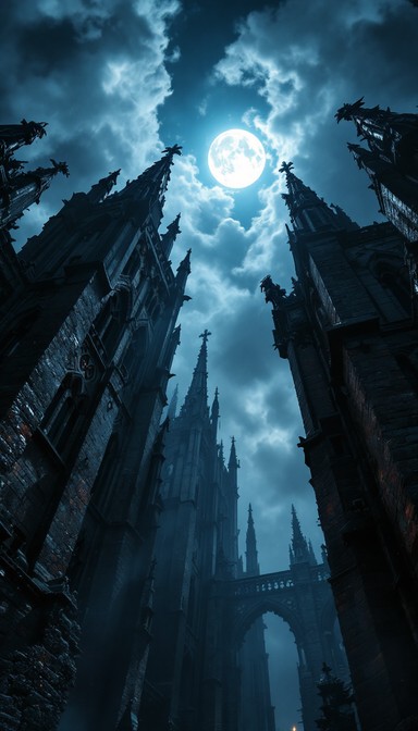 Free Gothic Moonlit Cathedral Image - Gothic, Cathedral, Spires ...