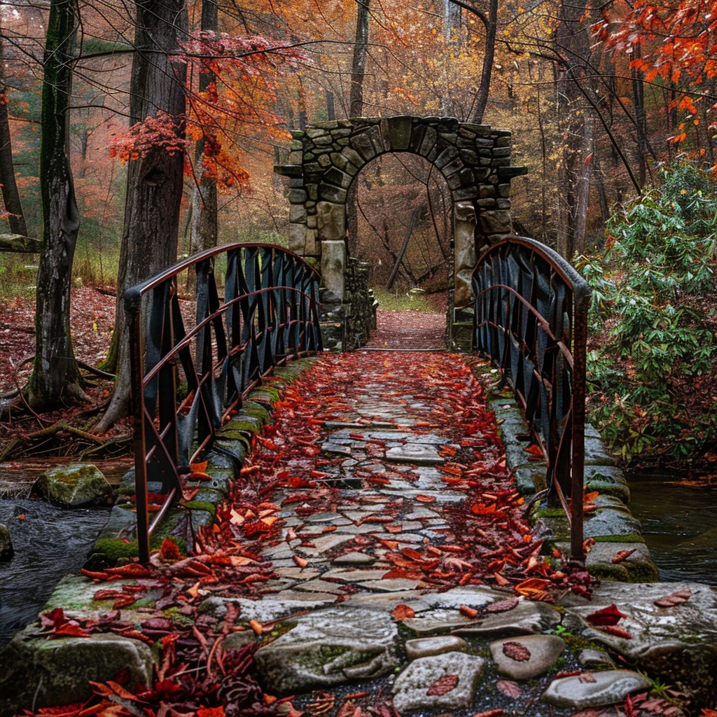 Free Autumn Bridge Scene Image - Autumn, Bridge, Leaves | Download at ...