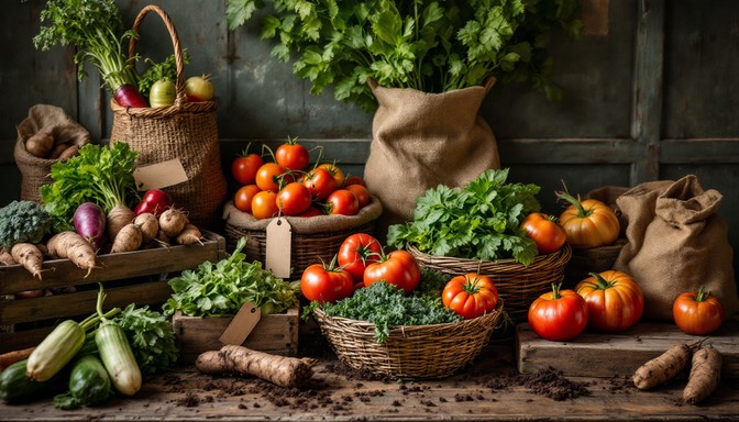 Free Rustic Garden Bounty Image - Vegetables, Tomatoes, Kale | Download ...