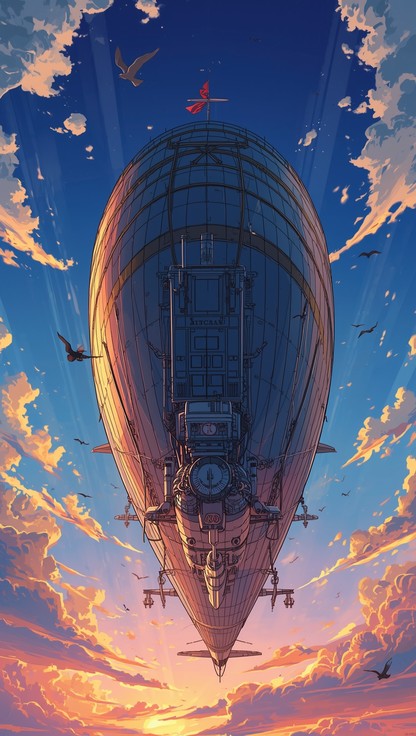 Free Soaring Airship Dreams Image - Airship, Anime, Illustration ...