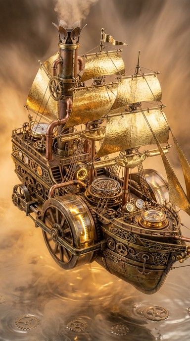Free Clockwork Ship Rising Image - Steampunk, Clockwork, Mechanical ...