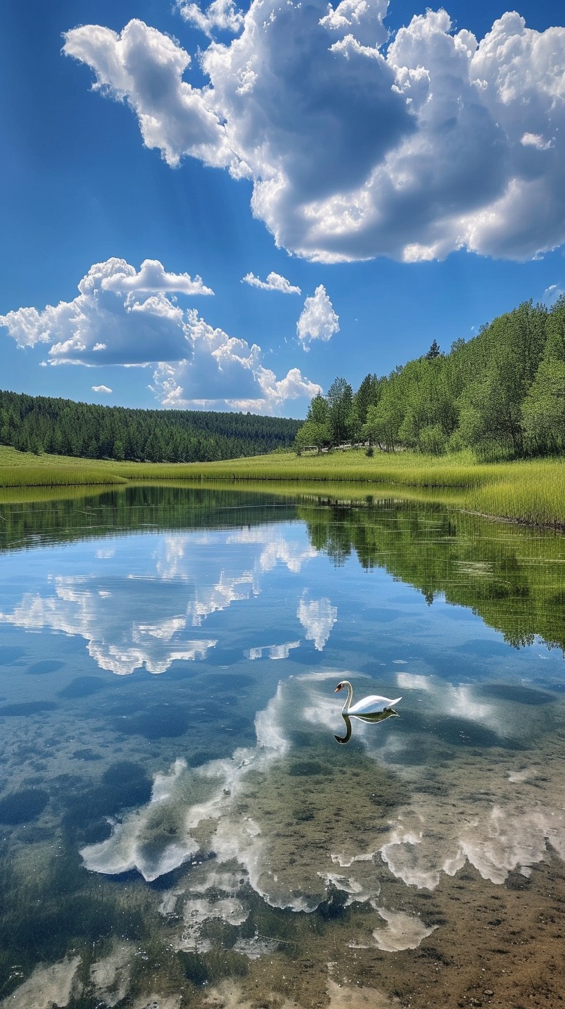 Free Tranquil Lake Scenery Image - Lake, Swan, Reflection | Download at ...
