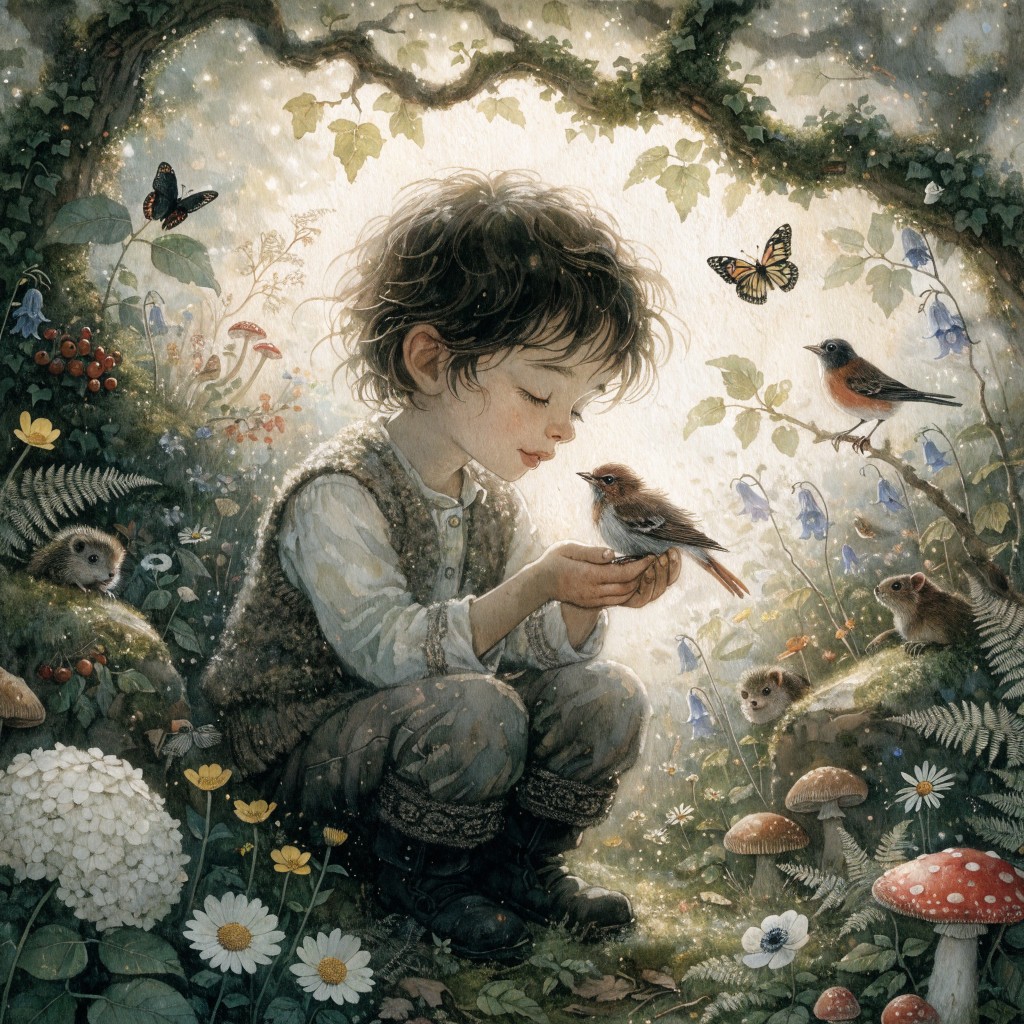 Free Child Rescues Bird Image - Child, Bird, Garden | Download at StockCake