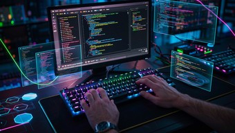 Free Cyberpunk Coding Workspace Image - Cyberpunk, Programming, Neon ...