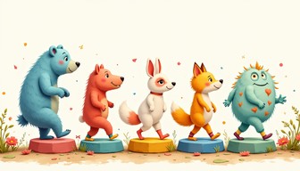 Free Colorful Animal Parade Image - Whimsical, Cartoon, Animals ...