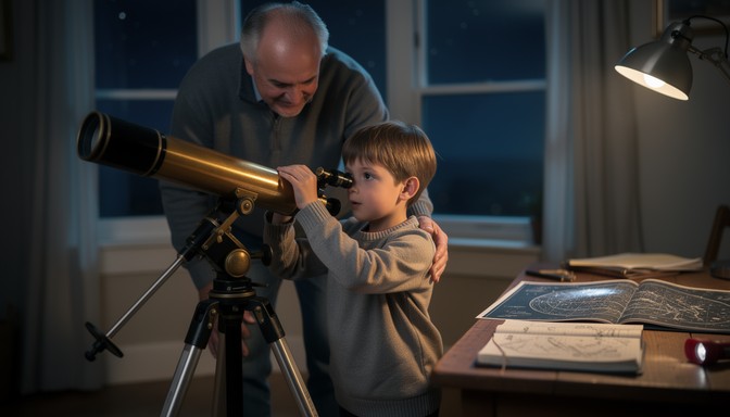 Free Exploring Stars Together Image - Telescope, Grandfather, Child ...