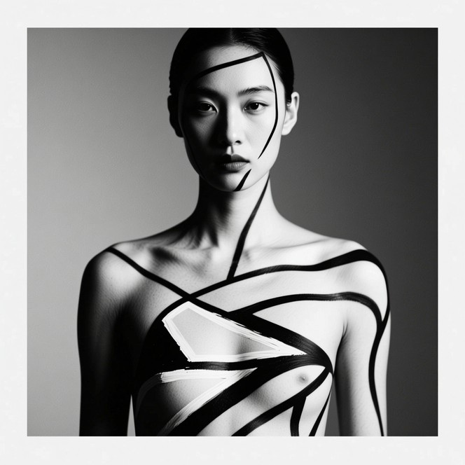 Free Geometric Body Art Image - Portrait, Bodyart, Monochrome ...