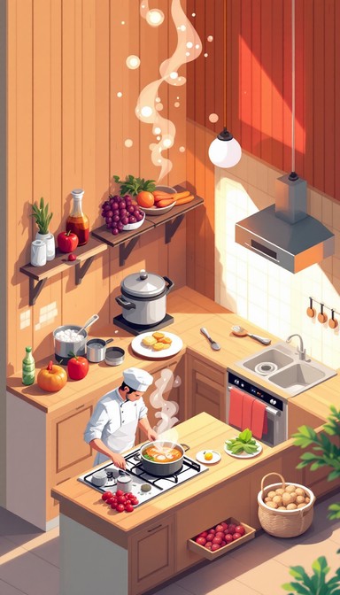 Free Isometric Cooking Corner Image - Pixel, Isometric, Digital ...