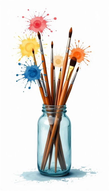 Free Colorful Brush Family Image - Paintbrushes, Colorful, Whimsical ...