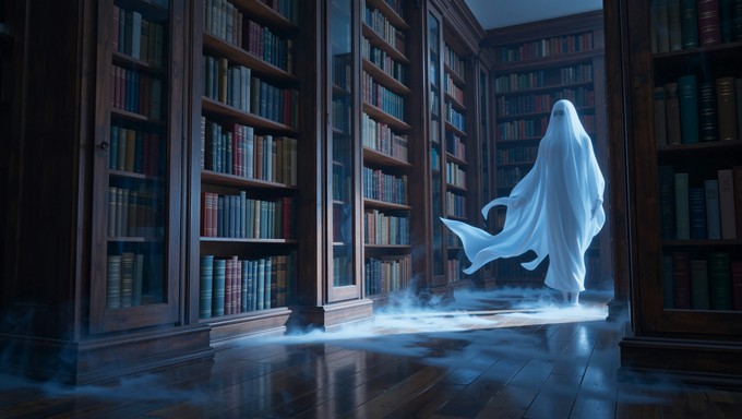 Ghost In A Library Free Ghostly Library Night Image - Ghost, Library, Moonlight | Download ...