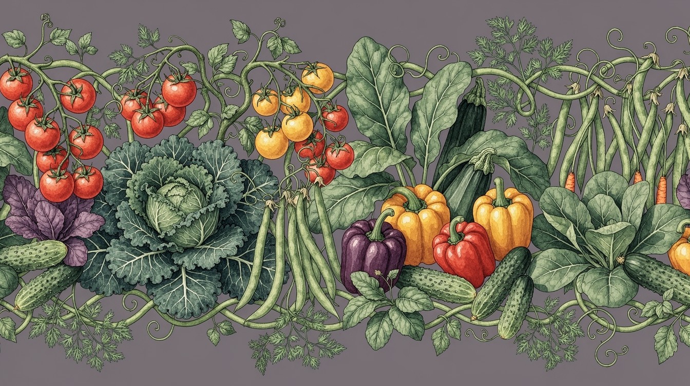 Free Vegetable Garden Pattern Image - Vegetables, Botanical, Pattern ...