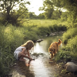 Free Child, Dog, Stream Image - Child, Dog, Stream | Download at StockCake