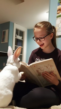 Free Reading with rabbit Image - Girl, Rabbit, Reading | Download at ...