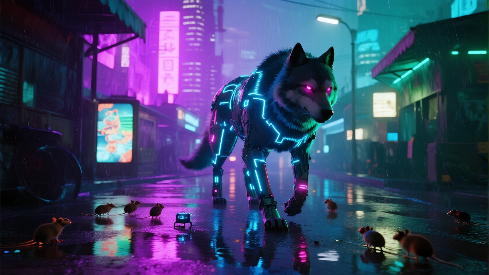 Techwolf Visuals Free Techno Wolf Prowling Image - Cyberpunk, Wolf, Neon | Download at ...