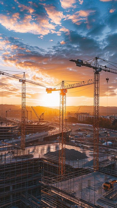 Free Construction at Sunset Image - Sunset, Construction, Cranes ...
