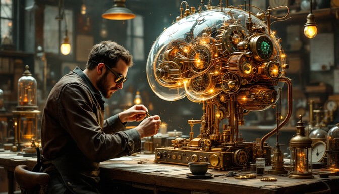 Brain Inventor Free Mechanical Brain Workshop Image - Steampunk, Inventor, Mechanical ...